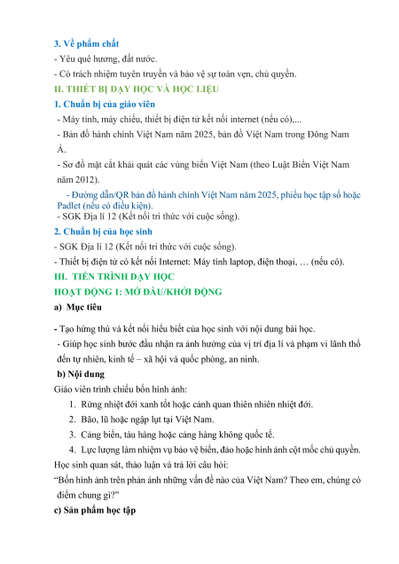 Giáo án Địa lí 12 Kết nối tri thức (năng lực số)