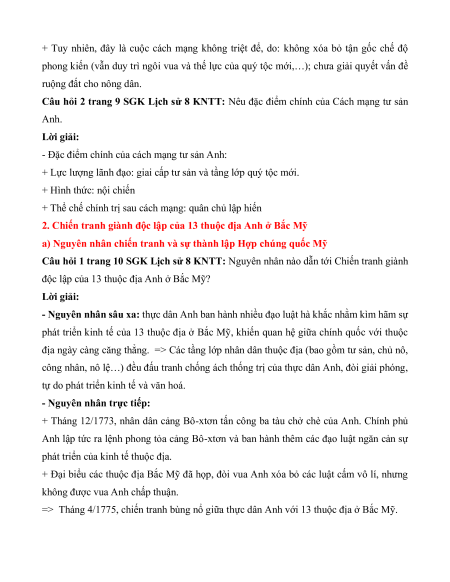 Giải sgk Lịch sử 8 (sách mới)