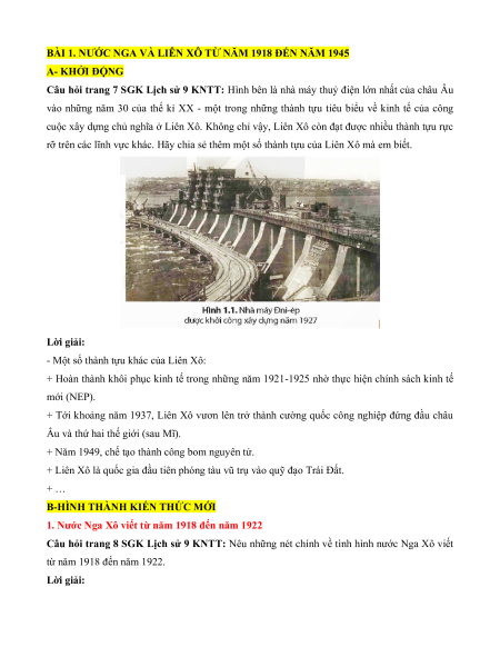 Giải sgk Lịch sử 9 (sách mới)