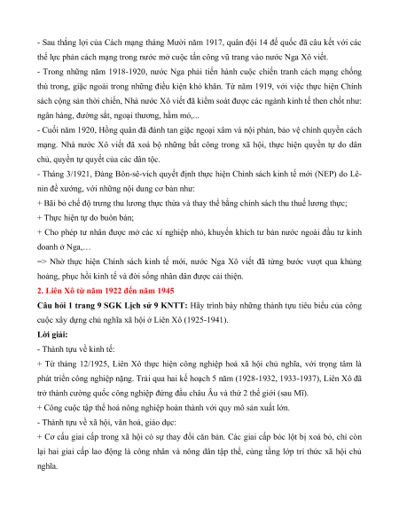 Giải sgk Lịch sử 9 (sách mới)