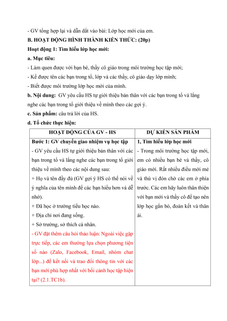 Giáo án HĐTN 6 Kết nối tri thức (năng lực số)