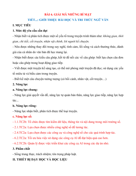 Giáo án Ngữ Văn 9 Học kì 2 Kết nối tri thức (năng lực số)