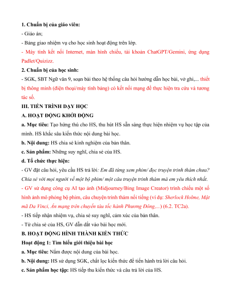 Giáo án Ngữ Văn 9 Học kì 2 Kết nối tri thức (năng lực số)