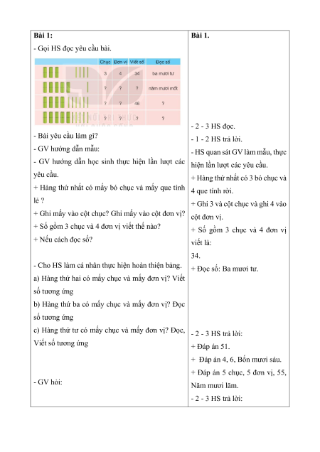 Giáo án Toán lớp 2 (sách mới) | Giáo án Toán lớp 2