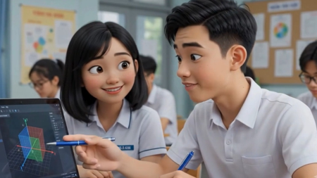 Video AI khởi động Toán 12 Vẽ vectơ tổng của ba vectơ trong không gian bằng phần mềm GeoGebra