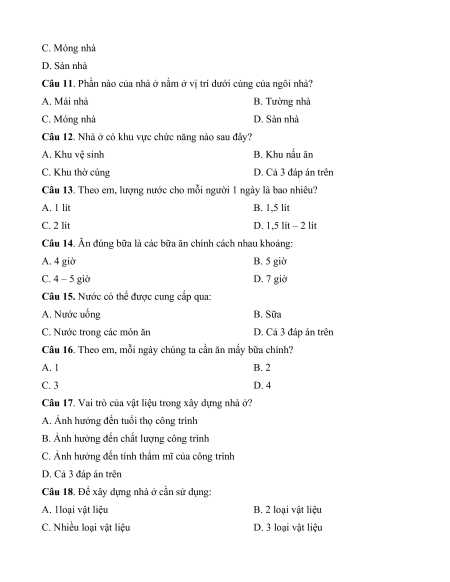 Bộ 20 đề thi giữa kì 1 Công nghệ 6 Kết nối tri thức có đáp án