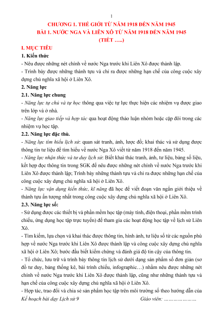 Giáo án Lịch sử 9 Kết nối tri thức (năng lực số)