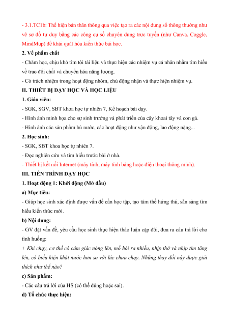 Giáo án Sinh học 7 Kết nối tri thức (năng lực số)