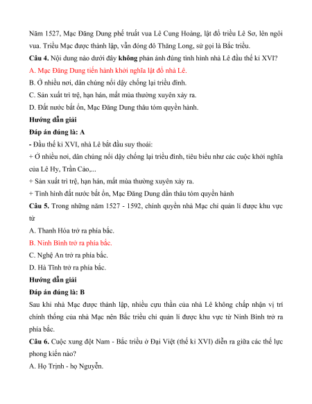 Trắc nghiệm Lịch Sử 8 có đúng sai (sách mới)