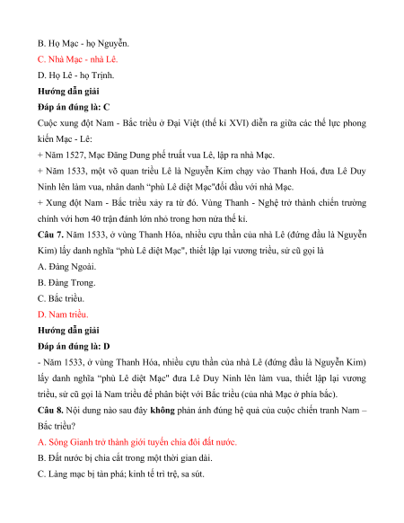 Trắc nghiệm Lịch Sử 8 có đúng sai (sách mới)