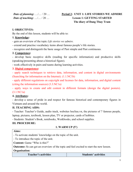 Giáo án Tiếng Anh 12 Global success (năng lực số)