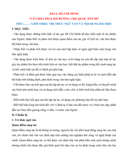 Giáo án Học kì 2 Ngữ Văn 12 Kết nối tri thức (năng lực số)