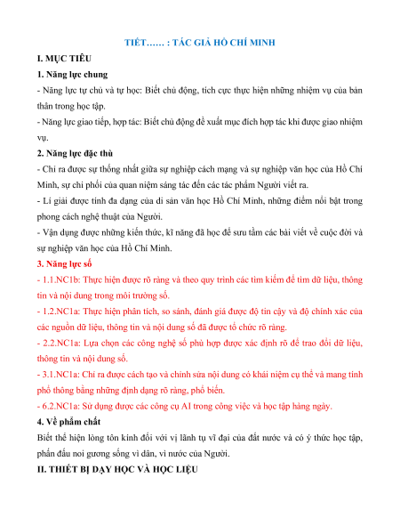 Giáo án Học kì 2 Ngữ Văn 12 Kết nối tri thức (năng lực số)