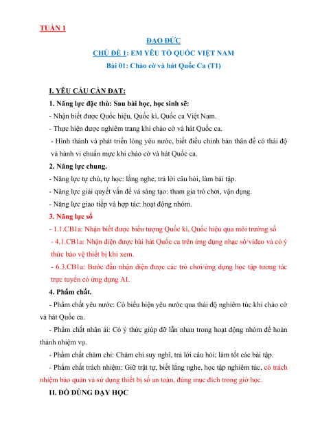 Giáo án Đạo đức lớp 3 (sách mới)