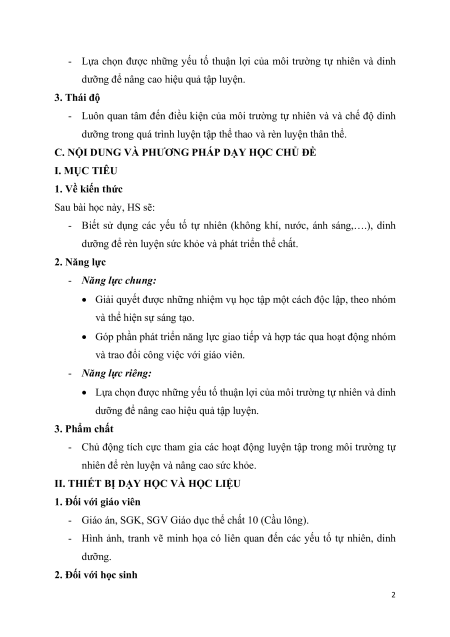 Giáo án Cầu lông 10 Kết nối tri thức (năng lực số)