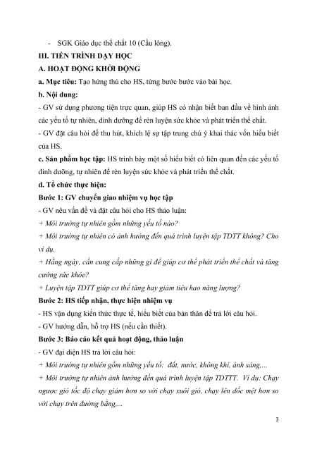 Giáo án Cầu lông 10 Kết nối tri thức (năng lực số)