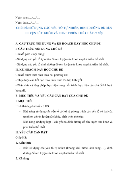 Giáo án Bóng đá 10 Kết nối tri thức (năng lực số)