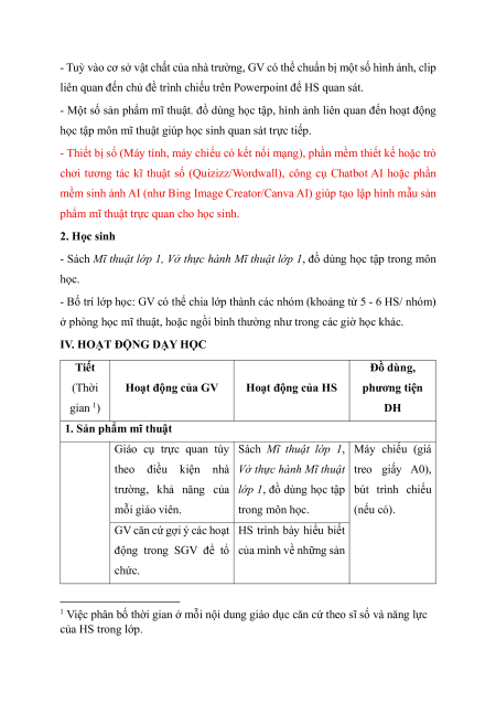 Giáo án Mĩ thuật lớp 1 (sách mới) | Giáo án Mĩ thuật lớp 1