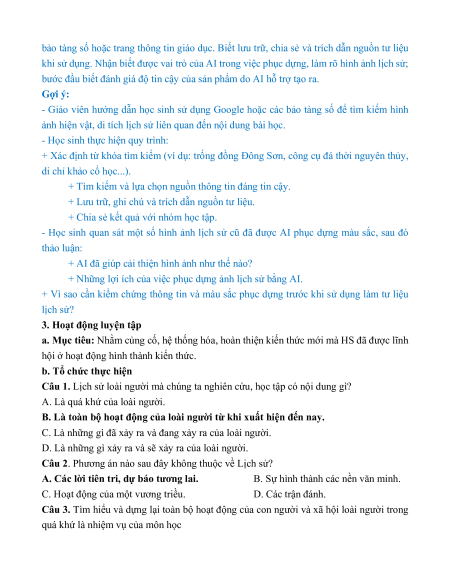 Giáo án Lịch sử 6 Kết nối tri thức (năng lực số)