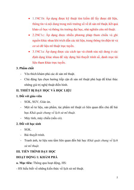 Giáo án Mĩ thuật 10 Kết nối tri thức (năng lực số)
