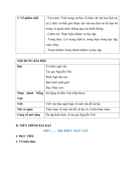 Giáo án Học kì 2 Ngữ văn 10 Kết nối tri thức (năng lực số)