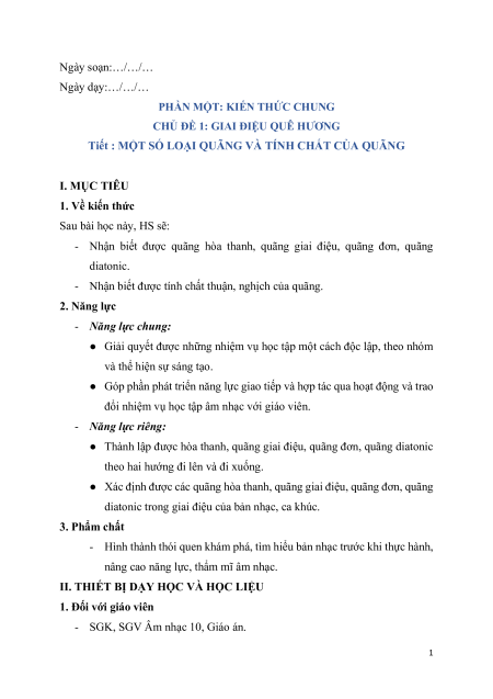 Giáo án Âm nhạc 10 Kết nối tri thức (năng lực số)