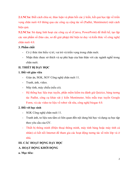 Giáo án Công nghệ 11 (năng lực số)