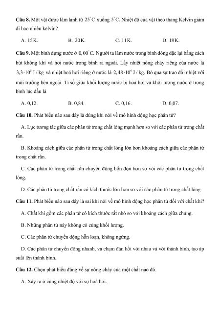 Bộ 13 đề thi giữa kì 1 Vật lí 12 có đáp án