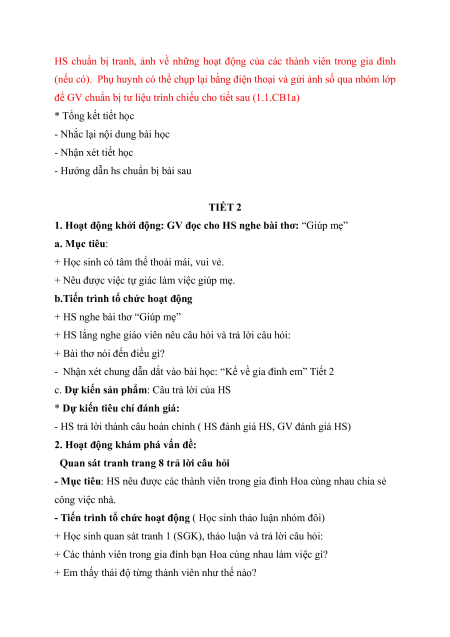 Giáo án Tự nhiên xã hội lớp 1 (sách mới) | Giáo án Tự nhiên và xã hội lớp 1
