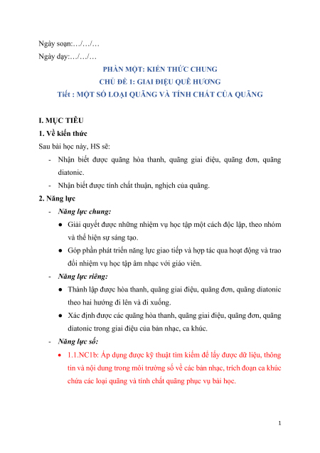 Giáo án Âm nhạc 10 Kết nối tri thức (năng lực số)