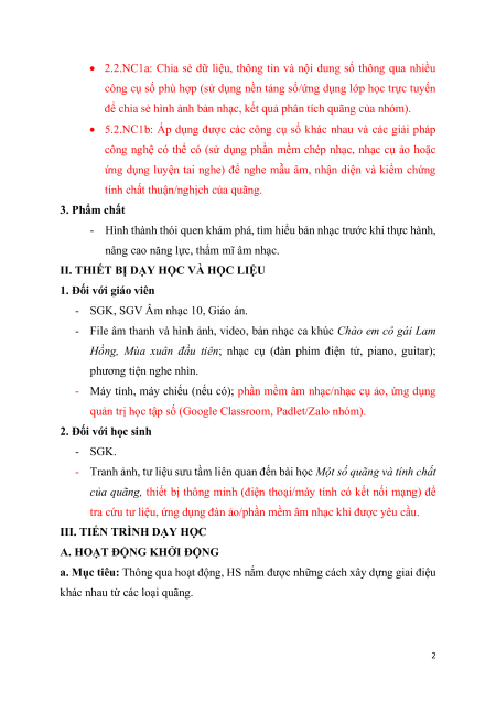 Giáo án Âm nhạc 10 Kết nối tri thức (năng lực số)