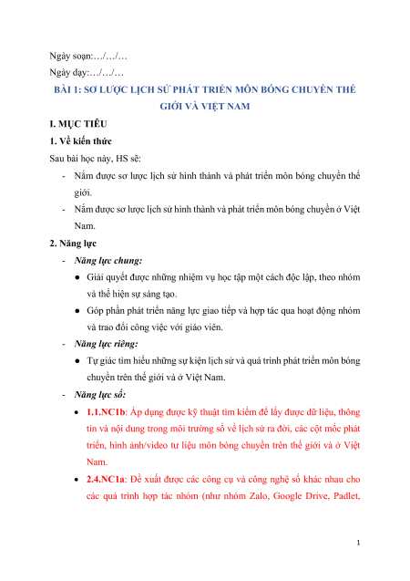 Giáo án Giáo dục thể chất 10 Kết nối tri thức (năng lực số)