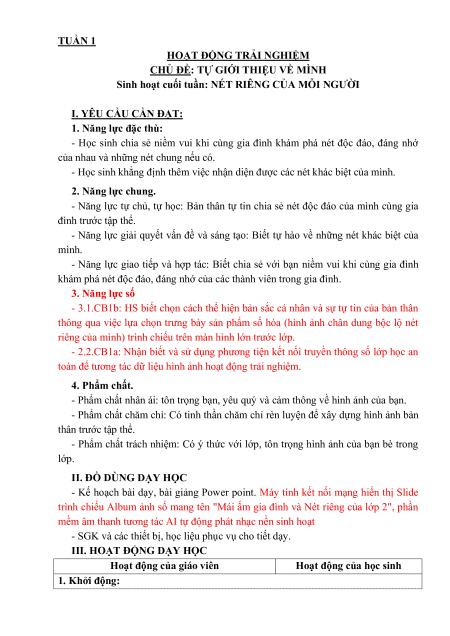 Giáo án Hoạt động trải nghiệm lớp 3 (sách mới) | Giáo án Hoạt động trải nghiệm lớp 3