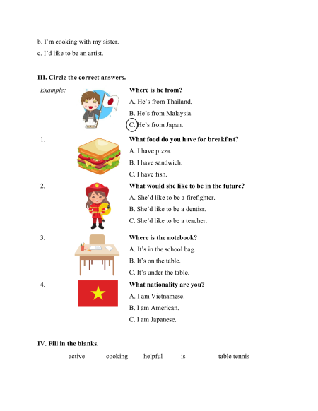 Bộ 5 đề thi Cuối kì 1 Tiếng Anh lớp 5 Global success có đáp án
