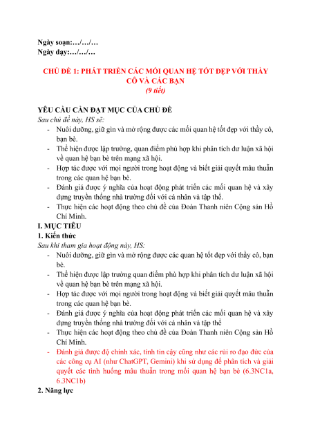 Giáo án HĐTN 12 Kết nối tri thức (năng lực số)