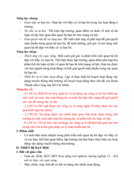 Giáo án HĐTN 12 Kết nối tri thức (năng lực số)