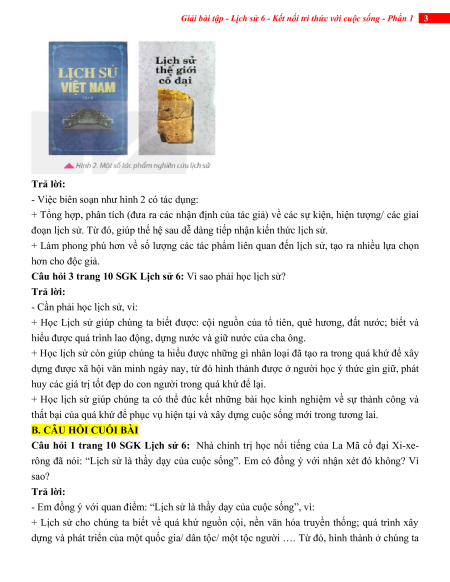 Giải sgk Lịch sử 6 (sách mới)