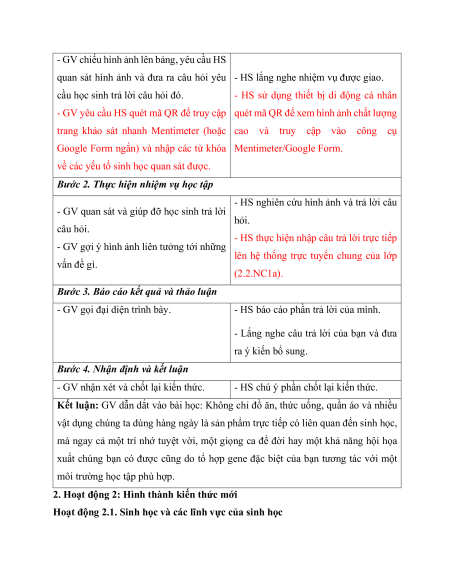 Giáo án Sinh học 10 Kết nối tri thức (năng lực số)