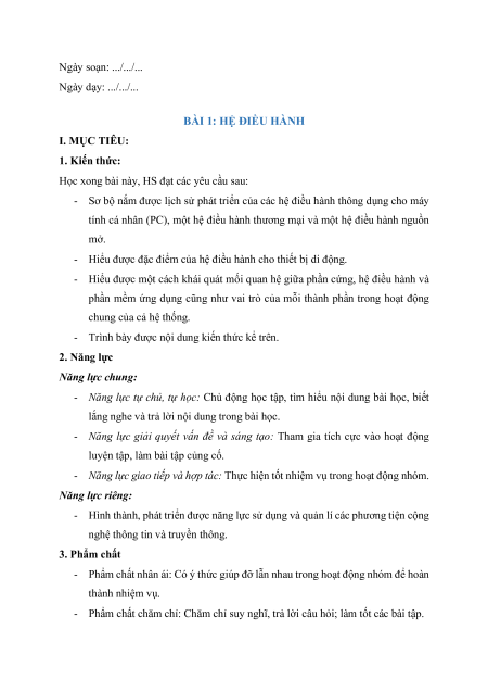 Giáo án Tin học 11 (năng lực số)