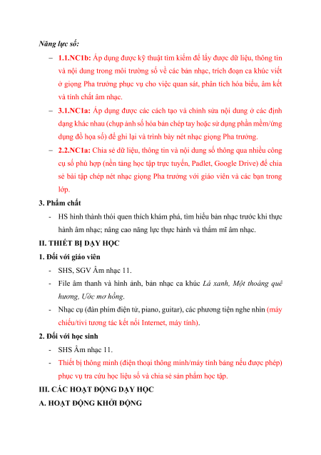 Giáo án Âm nhạc 11 Kết nối tri thức