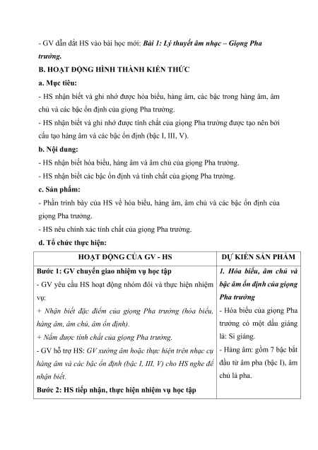 Giáo án Âm nhạc 11 Kết nối tri thức
