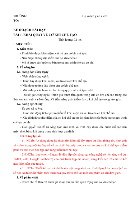 Giáo án Công nghệ 11 (năng lực số)
