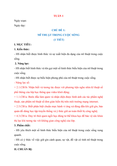 Giáo án Mĩ thuật lớp 2 (sách mới) | Giáo án Mĩ thuật lớp 2