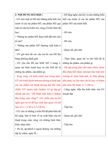 Giáo án Mĩ thuật lớp 2 (sách mới) | Giáo án Mĩ thuật lớp 2