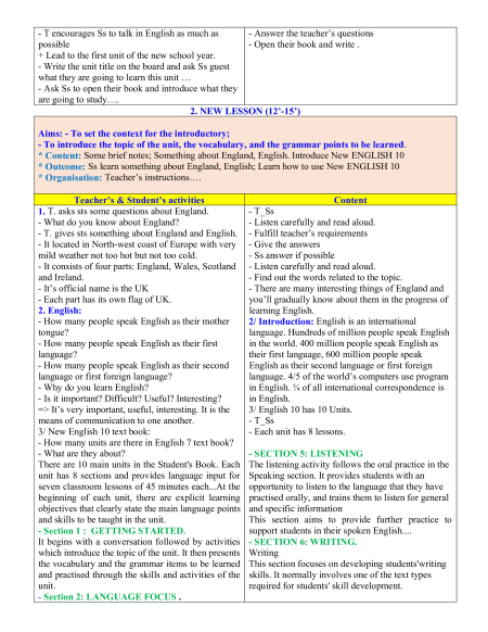 Giáo án Tiếng Anh 10 Global success (năng lực số)