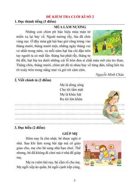 Đề thi Tiếng việt lớp 1 Học kì 1 có lời giải (sách mới)