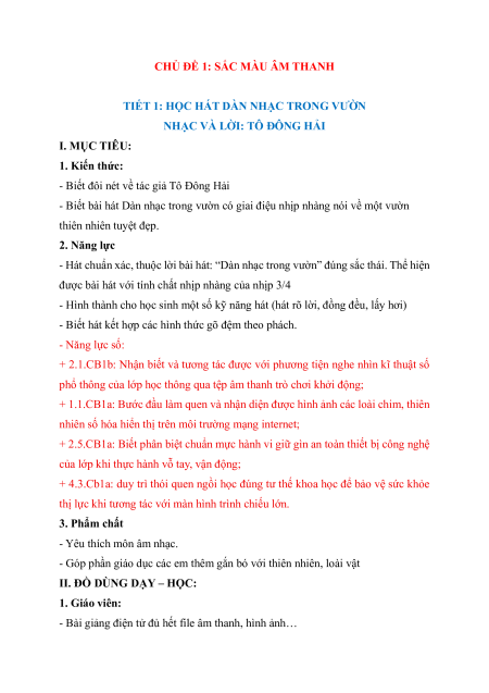 Giáo án Âm nhạc lớp 2 (sách mới) | Giáo án Âm nhạc lớp 2