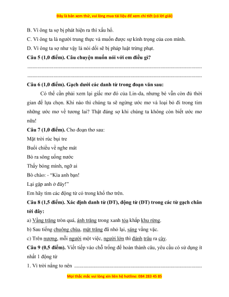 Đề thi giữa kì 1 Tiếng Việt lớp 4 Kết nối tri thức (đề 2)