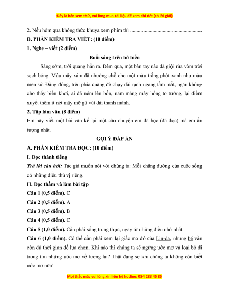 Đề thi giữa kì 1 Tiếng Việt lớp 4 Kết nối tri thức (đề 2)