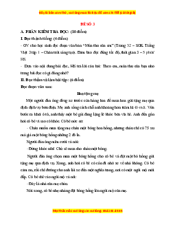 Đề thi giữa kì 1 Tiếng Việt lớp 3 Chân trời sáng tạo (đề 3)